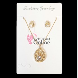 Colier cu cercei AS40A Auriu cu cristale din sticla